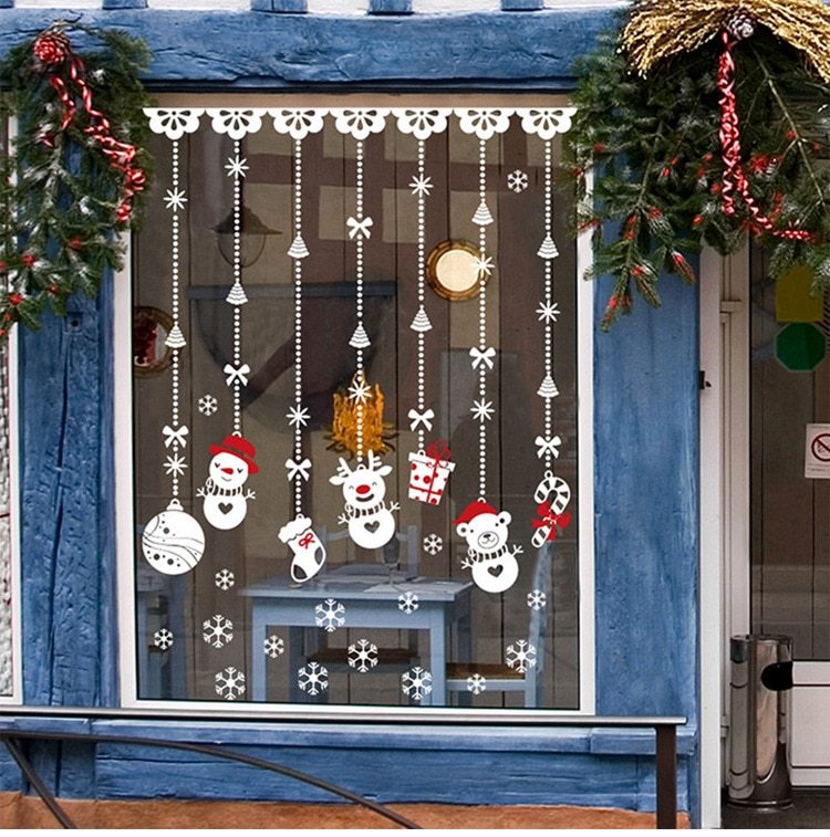 HKM-854355 Large PVC Cartoon Style Door Shop Window Sticker - Waterproof Wall Décor for Living Room