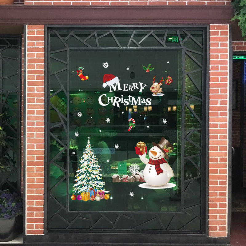 HKM-854355 Large PVC Cartoon Style Door Shop Window Sticker - Waterproof Wall Décor for Living Room