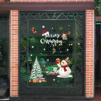 HKM-854355 Large PVC Cartoon Style Door Shop Window Sticker - Waterproof Wall Décor for Living Room