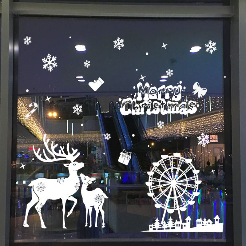 HKM-854355 Large PVC Cartoon Style Door Shop Window Sticker - Waterproof Wall Décor for Living Room