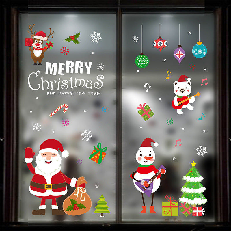 HKM-854355 Large PVC Cartoon Style Door Shop Window Sticker - Waterproof Wall Décor for Living Room