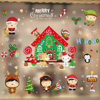 HKM-854355 Large PVC Cartoon Style Door Shop Window Sticker - Waterproof Wall Décor for Living Room