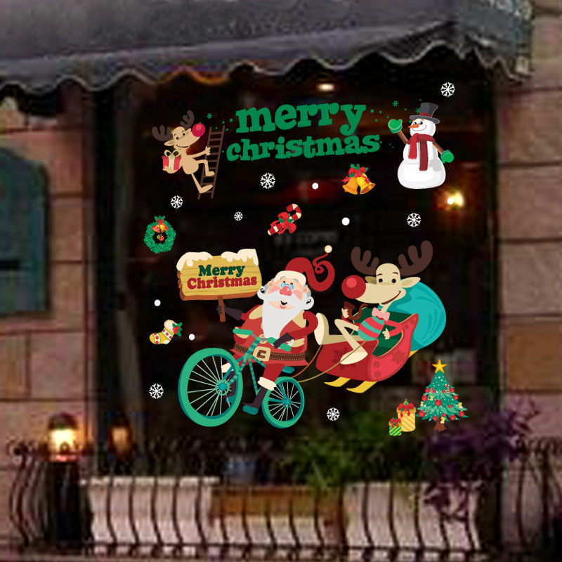 HKM-854355 Large PVC Cartoon Style Door Shop Window Sticker - Waterproof Wall Décor for Living Room