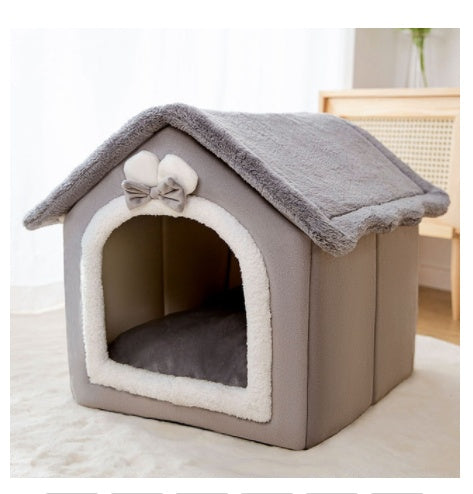 HKM-854419 Chick-Shaped Fully Enclosed Cat Nest - Cute Pet Litter House in Yellow, Green, and Gray