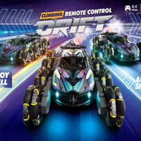 HKM-854483 Alloy 8-Wheel 2.4G Remote Control Drift Car with 360° Rotation, Spray Lights, and Music, Crash-Resistant Design