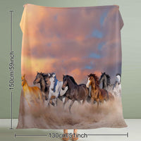 HKM-854547 3D Horse Print Flannel Throw Blanket - Soft Plush Fleece for Couch and Bed, Available in Two Sizes