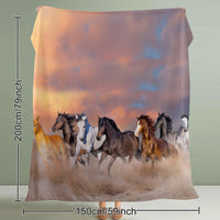 HKM-854547 3D Horse Print Flannel Throw Blanket - Soft Plush Fleece for Couch and Bed, Available in Two Sizes