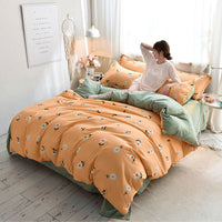 HKM-854547 Four-Piece Modern Bed Sheet Set in Various Sizes, Reactive Printed Polyester Bedding