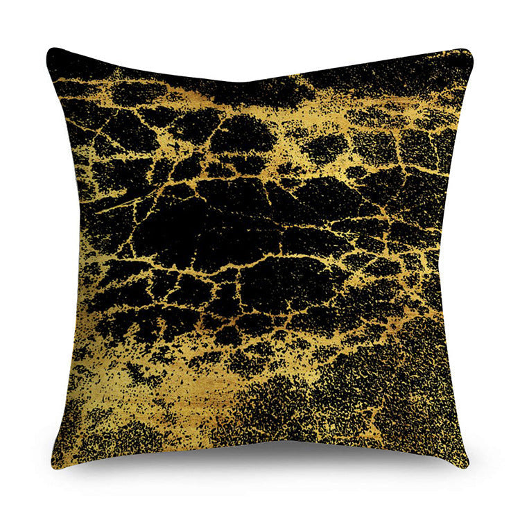HKM-854611 Black Gold Polyester Peach Skin Pillowcase - 45x45 CM