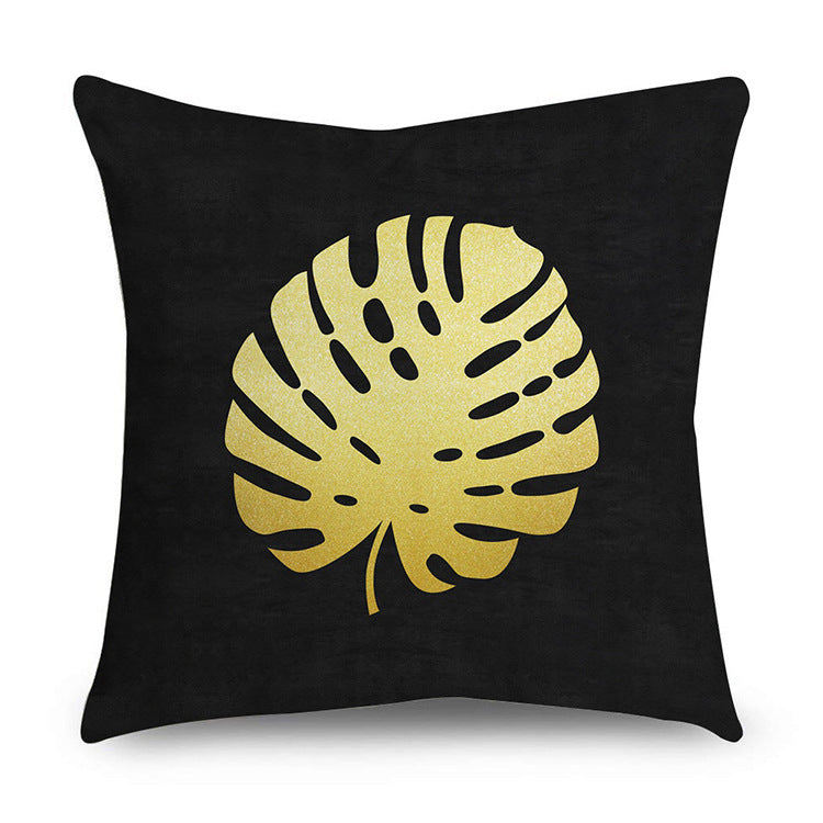 HKM-854611 Black Gold Polyester Peach Skin Pillowcase - 45x45 CM
