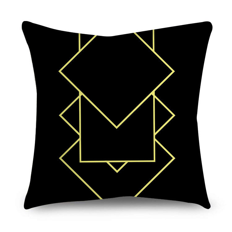 HKM-854611 Black Gold Polyester Peach Skin Pillowcase - 45x45 CM