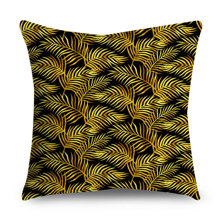 HKM-854611 Black Gold Polyester Peach Skin Pillowcase - 45x45 CM