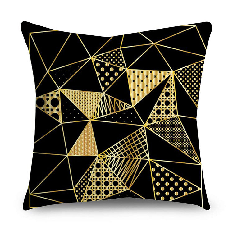 HKM-854611 Black Gold Polyester Peach Skin Pillowcase - 45x45 CM