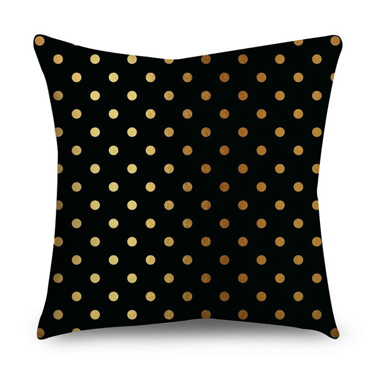 HKM-854611 Black Gold Polyester Peach Skin Pillowcase - 45x45 CM