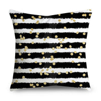 HKM-854611 Black Gold Polyester Peach Skin Pillowcase - 45x45 CM
