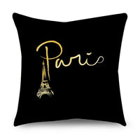 HKM-854611 Black Gold Polyester Peach Skin Pillowcase - 45x45 CM