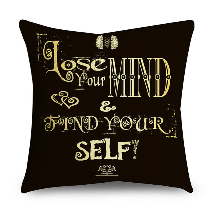 HKM-854611 Black Gold Polyester Peach Skin Pillowcase - 45x45 CM