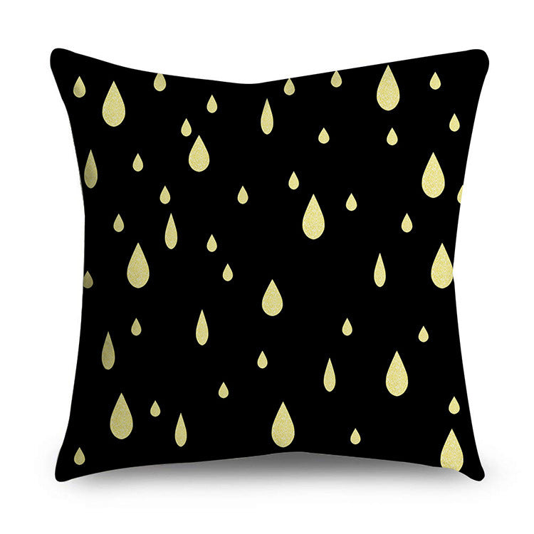 HKM-854611 Black Gold Polyester Peach Skin Pillowcase - 45x45 CM