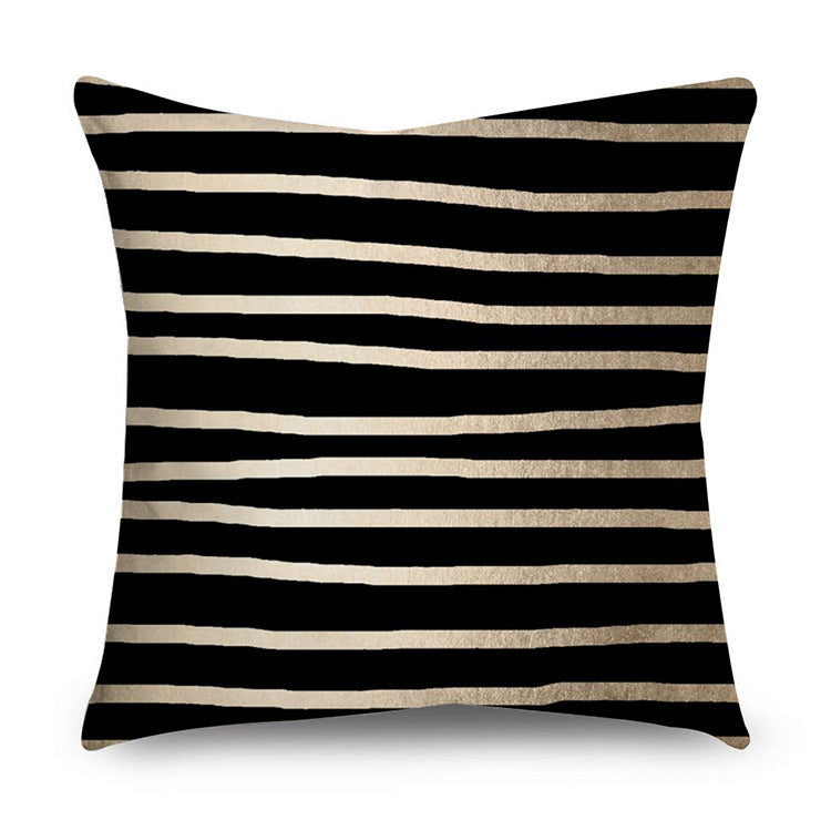HKM-854611 Black Gold Polyester Peach Skin Pillowcase - 45x45 CM
