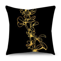 HKM-854611 Black Gold Polyester Peach Skin Pillowcase - 45x45 CM