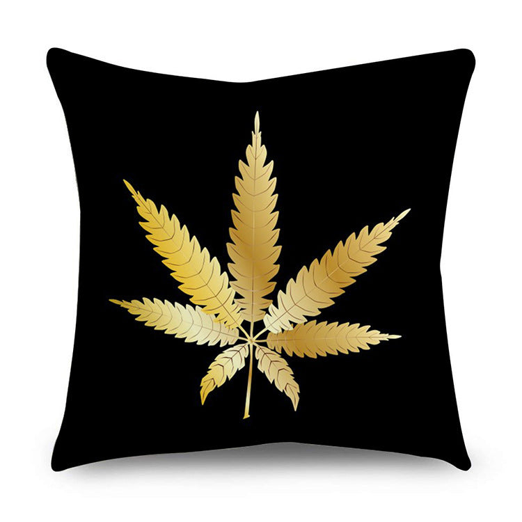 HKM-854611 Black Gold Polyester Peach Skin Pillowcase - 45x45 CM
