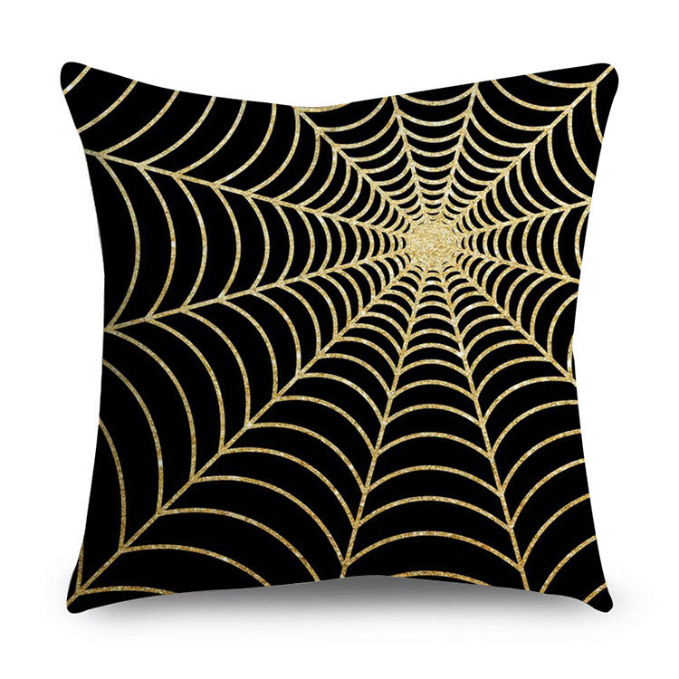 HKM-854611 Black Gold Polyester Peach Skin Pillowcase - 45x45 CM
