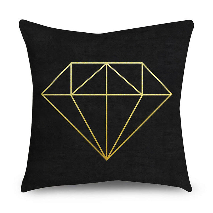 HKM-854611 Black Gold Polyester Peach Skin Pillowcase - 45x45 CM