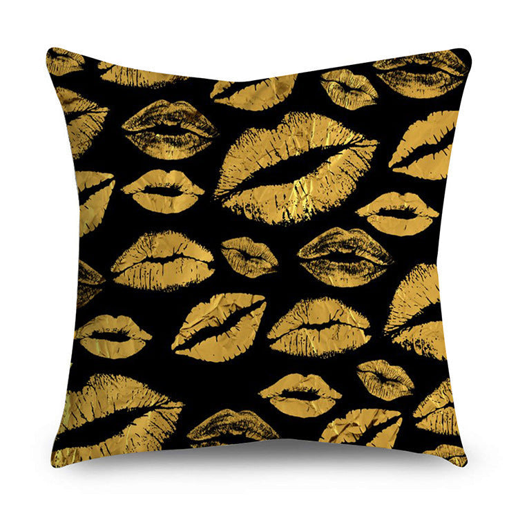 HKM-854611 Black Gold Polyester Peach Skin Pillowcase - 45x45 CM