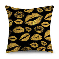HKM-854611 Black Gold Polyester Peach Skin Pillowcase - 45x45 CM