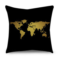 HKM-854611 Black Gold Polyester Peach Skin Pillowcase - 45x45 CM