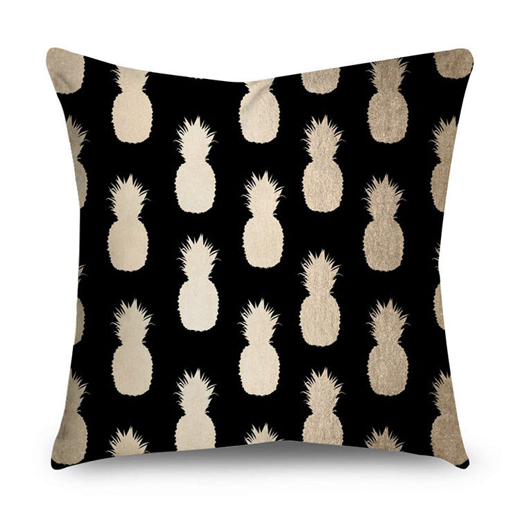 HKM-854611 Black Gold Polyester Peach Skin Pillowcase - 45x45 CM