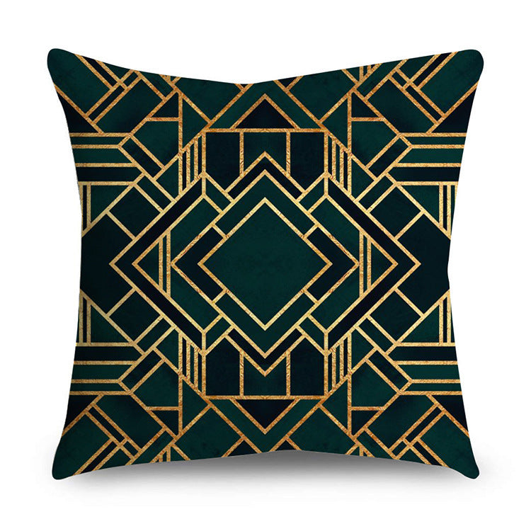 HKM-854611 Black Gold Polyester Peach Skin Pillowcase - 45x45 CM