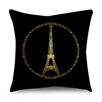 HKM-854611 Black Gold Polyester Peach Skin Pillowcase - 45x45 CM