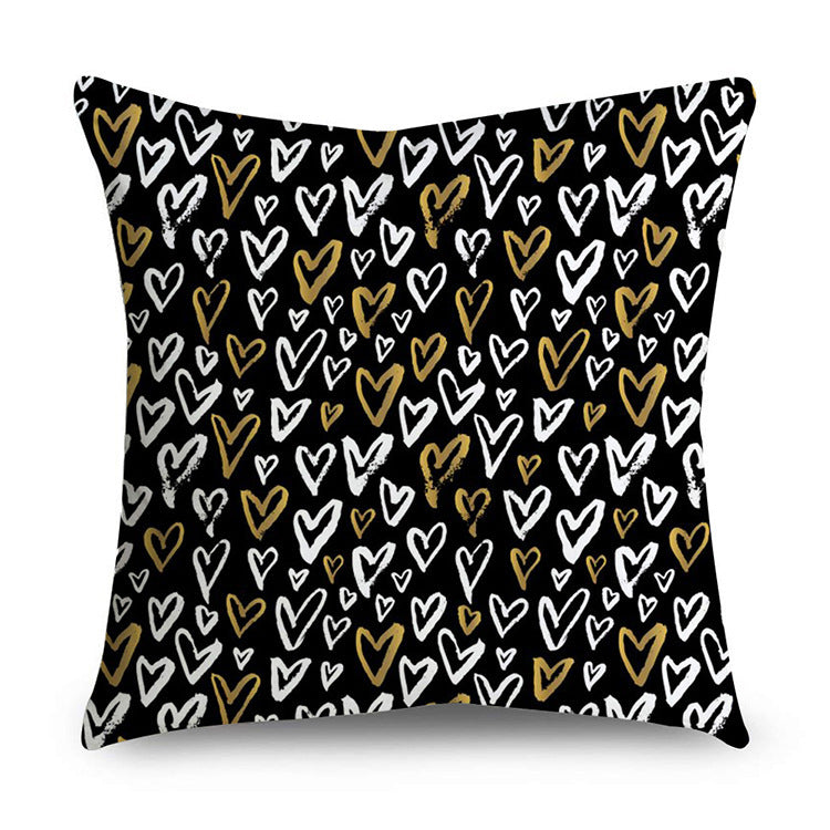 HKM-854611 Black Gold Polyester Peach Skin Pillowcase - 45x45 CM