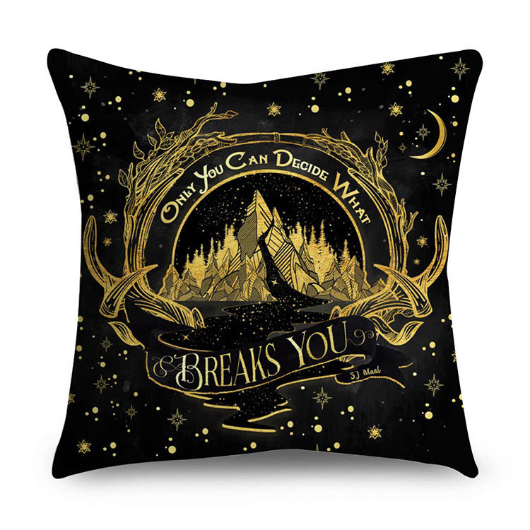 HKM-854611 Black Gold Polyester Peach Skin Pillowcase - 45x45 CM