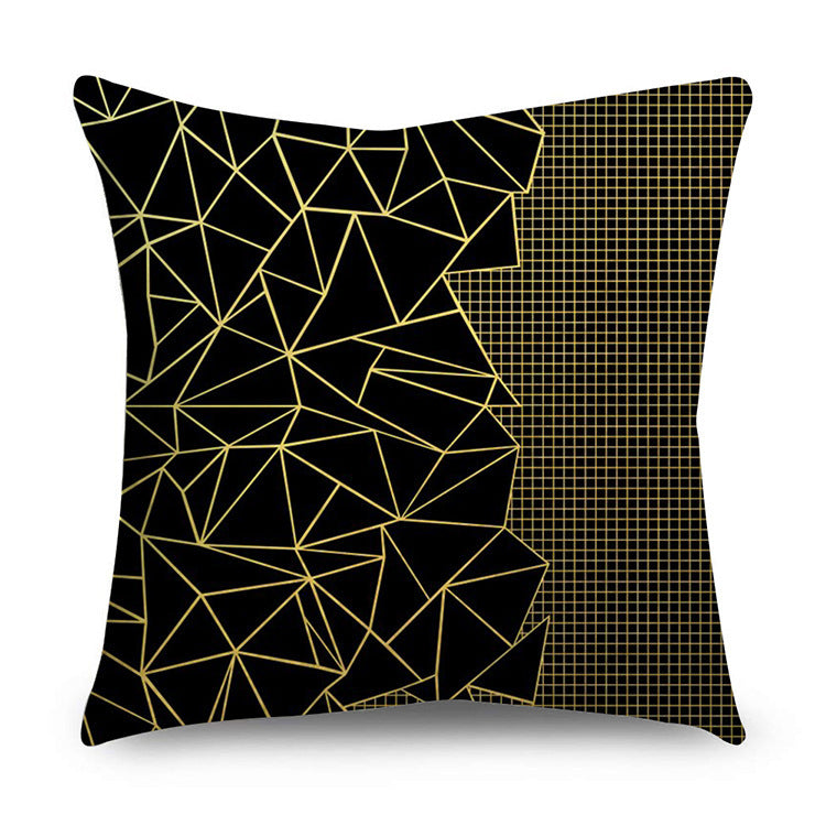 HKM-854611 Black Gold Polyester Peach Skin Pillowcase - 45x45 CM