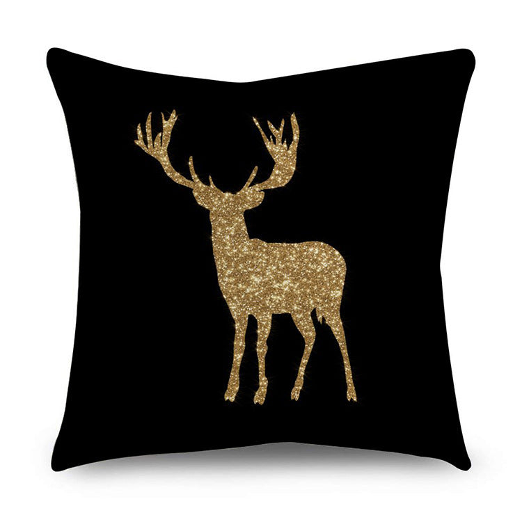 HKM-854611 Black Gold Polyester Peach Skin Pillowcase - 45x45 CM