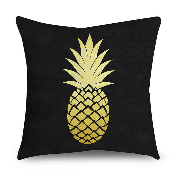 HKM-854611 Black Gold Polyester Peach Skin Pillowcase - 45x45 CM