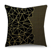 HKM-854611 Black Gold Polyester Peach Skin Pillowcase - 45x45 CM