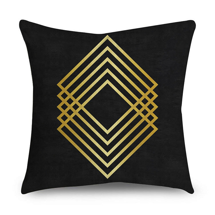HKM-854611 Black Gold Polyester Peach Skin Pillowcase - 45x45 CM
