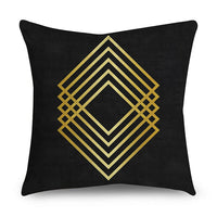 HKM-854611 Black Gold Polyester Peach Skin Pillowcase - 45x45 CM