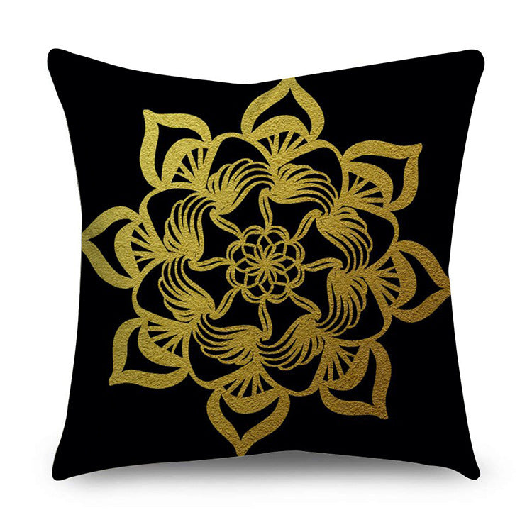 HKM-854611 Black Gold Polyester Peach Skin Pillowcase - 45x45 CM