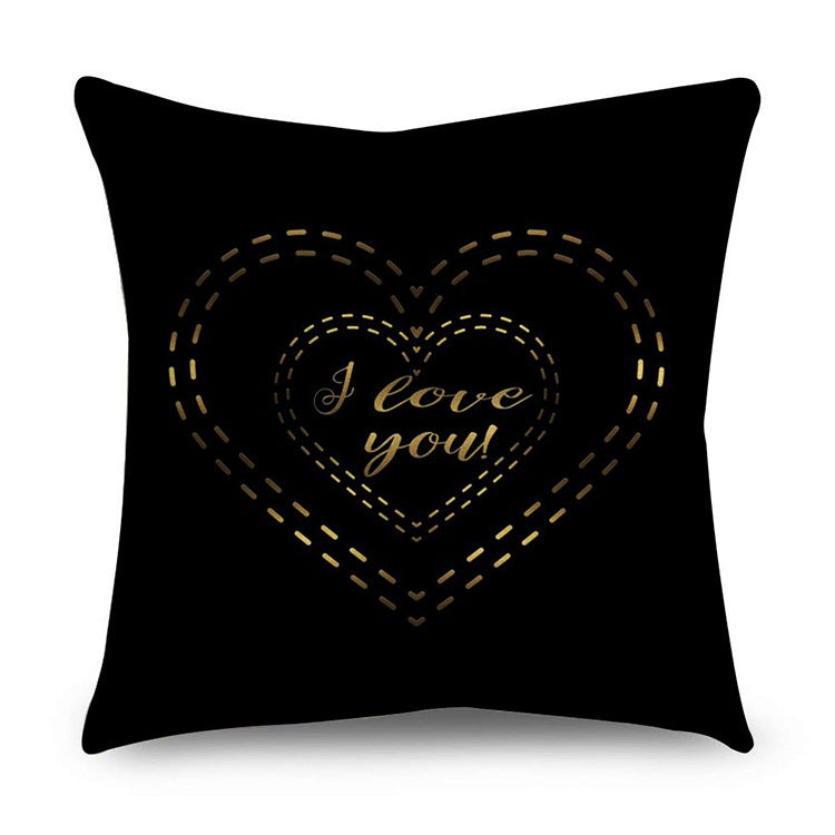 HKM-854611 Black Gold Polyester Peach Skin Pillowcase - 45x45 CM