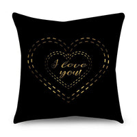 HKM-854611 Black Gold Polyester Peach Skin Pillowcase - 45x45 CM