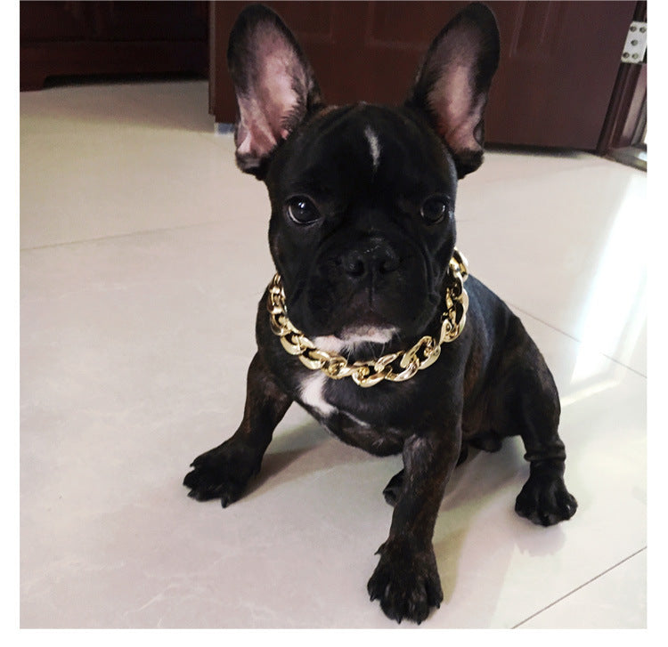 HKM-854931 Elegant Dog Necklace Collar in Gold Tone for Small and Medium Pets - Adjustable Size 21cm to 50cm
