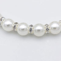 HKM-854995 Elegant Pearl and Rhinestone Necklace for Small Dogs and Cats - Adjustable Collar with Ribbon Bow