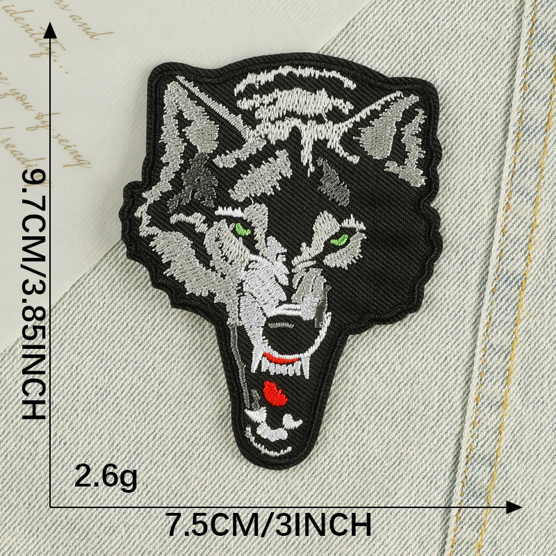 HKM-854995 Wolf Patch Decorative Accessory for Shoes and Hats, Polyester Non-woven Fabric