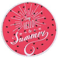 HKM-855059 Round Microfiber Beach Towel with Tassel, 150x150cm Summer Design