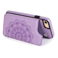 HKM-855315 Mandala Embossed Wallet Phone Case for Various iPhone Models in Gray, Rose Gold, Purple, Mint Green, Blue