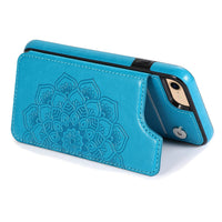 HKM-855315 Mandala Embossed Wallet Phone Case for Various iPhone Models in Gray, Rose Gold, Purple, Mint Green, Blue
